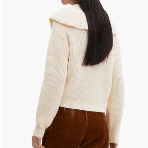 Mango Camp Collar Soft Knit Sweater Label Collar Buttoned Sweater Long Sleeve L - Picture 3 of 9